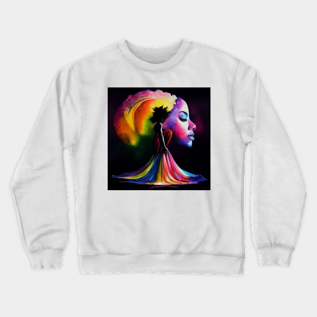 A woman in a colorful dress Crewneck Sweatshirt by Artisticwalls